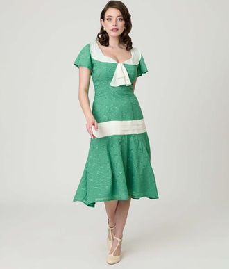 Unique Vintage 1920s Wilshire Flapper Day Dress in Green W/embroidery at Nordstrom, Size X-Large