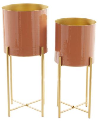 CosmoLiving by Cosmopolitan Cosmoliving By Cosmopolitan Set Of 2 Metal Planters With Stands