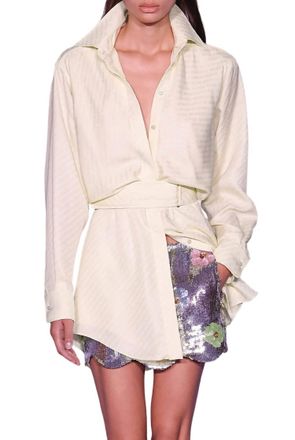 Brandon Maxwell Vera Shirtdress In Honeydew