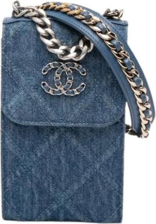 Chanel Pre-owned Denim Cross Body Bag - Dames - Vintage Schoudertas - Blauw - ONE Size - Denim - Vintage