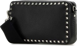 Valentino Garavani Mens Black Leather Rockstud Crossbody Bag Nero Borse A Tracolla