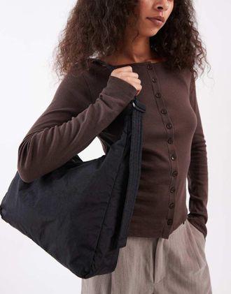 Baggu Borsa da spalla grande in nylon nera-Nero