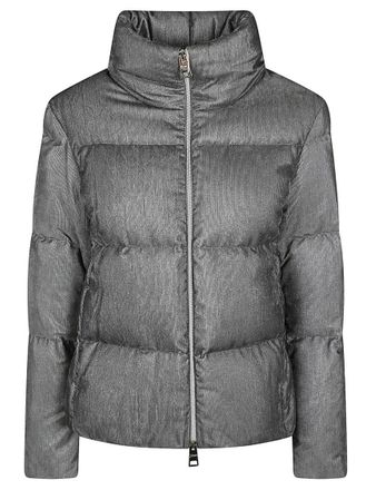 Herno Corduroy Blend Puffer Jacket With High Collar And Lurex Detail
