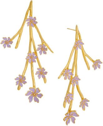 Oscar De La Renta Cherry Blossoms Branch Earrings