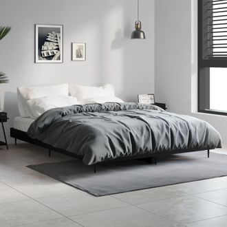 vidaXL Estructura De Cama Madera De Ingenier&iacute;a Negra 135x190 Cm Vidaxl