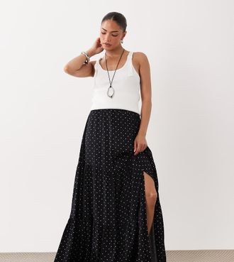 Miss Selfridge Gonna lunga a balze a pois-Multi
