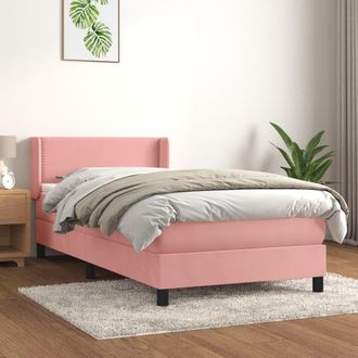 vidaXL Cama Box Spring Con Colch&oacute;n Terciopelo Rosa 100x200 Cm Vidaxl