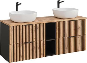 Petits Meubles Mueble lavabo 2 nichos estratificado marrón negro