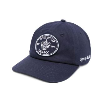 Sporty & Rich Hats & Caps, female, Blue, ONE SIZE, Navy Cotton Embroidered Patch Baseball Cap