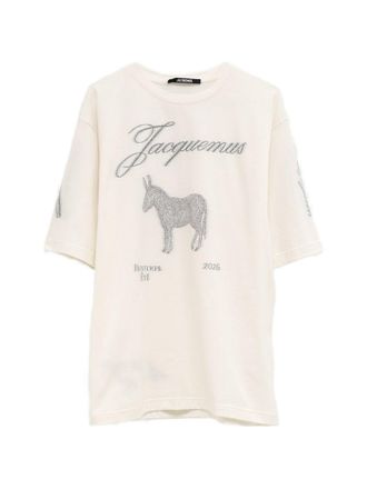Jacquemus Graphic Jacquard White T-Shirt With Artistic Accents