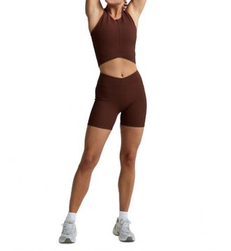Beyond Yoga Impulse V Waist Biker Short In Iced Mocha