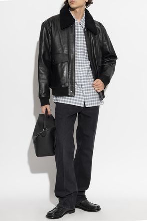 A.P.C. Leather Jacket Charies, Mens, Black