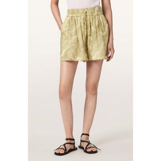 AllSaints Isla Paisley Jacquard Shorts in Joanne Gold Green at Nordstrom, Size 10 Us