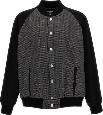 Balmain Black Rhinestone bomber jacket