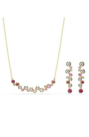 Swarovski Constella Crystal & Zirconia Frontal Necklace in Gold/Red at Nordstrom