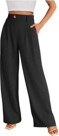 Generic 2025 Trousers Wide Leg Dress Pants Womens High Waisted Dressy Trousers (Black, M)