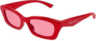 Alexander McQueen Stijlvolle zonnebril Am 0474S kleur 003 - Dames - Zonnebrillen - Rood - 52 MM - Accessoires