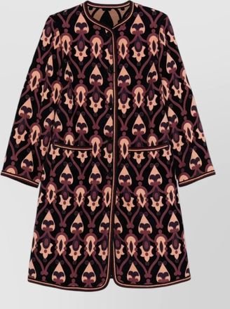 Etro jacquard jacket contrast trim geometric motif