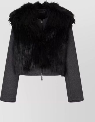 Emporio Armani cropped jacket with faux fur trim