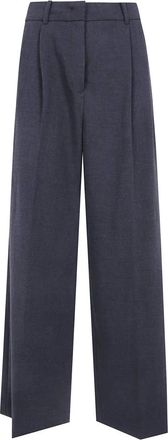 Dunst Wide pantalon met dubbele plooien - Dames - Broeken - Grijs - Maat: L Zijde