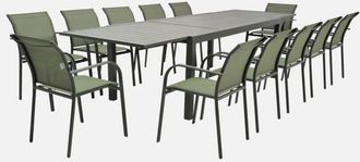 Sweeek Set tavolo da giardino estensibile in alluminio con 10 sedie