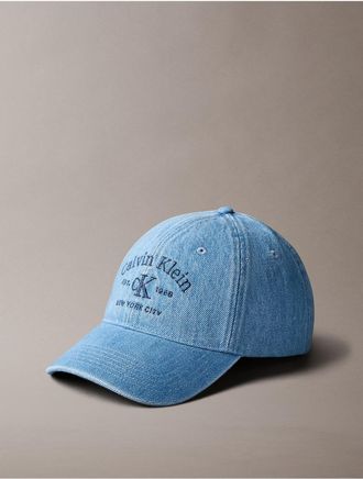 Calvin Klein Mens Embroidered Logo Crest Cap - Blue