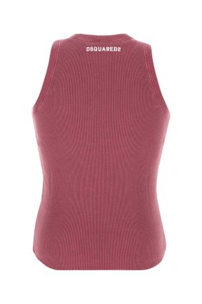 Dsquared2 Mens Dark Pink Cotton Tank Top Col.259 Exterior: T-Shirt