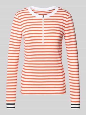 Marc Cain Longsleeve mit Rundhalsausschnitt und Rei&szlig;verschluss in Koralle, Gr&ouml;&szlig;e 34