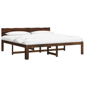 vidaXL Cama Doble Con Cabecero Rostock Marr&oacute;n Oscuro 180 X 200 Cm Vidaxl