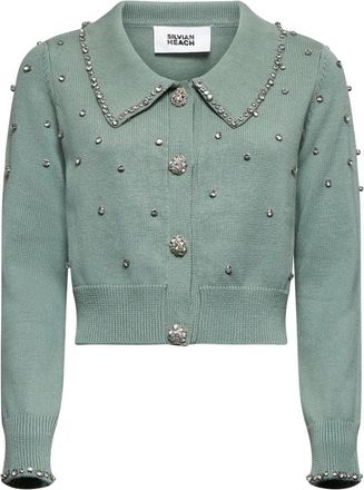 Silvian Heach Shirt met kraag en juweeldetails - Dames - Vesten - Groen - L - Katoen - Truien & Vesten