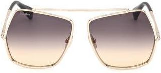 Max Mara Elsa Petite 58mm Gradient Pilot Sunglasses in Gold /Gradient Smoke at Nordstrom Rack