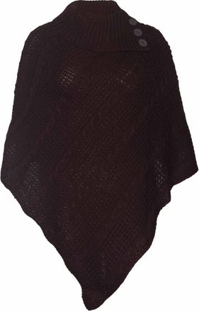 Purple Hanger Womens Cape Shawl Wrap Long Knitted Sweater Folded Roll Neck Button Jumper Ladies Poncho Top One Size Dark Brown One Size 8 - 16