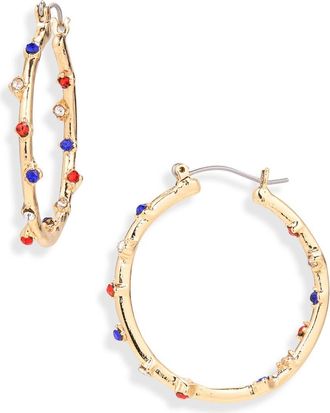 Leith Americana Hoop Earrings in Red Multi- Gold at Nordstrom Rack