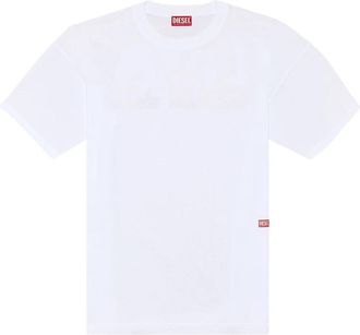Diesel T-shirt met fotoprint logo - Heren - T-shirts - Wit - M - Katoen - Tops