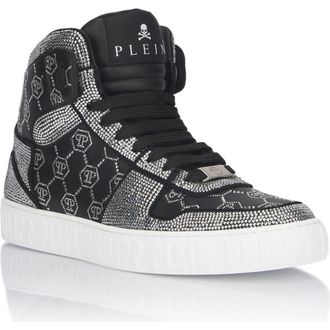 Philipp Plein High Top Sneakers Carson Monogram Strass Unisex in Black at Nordstrom, Size 37