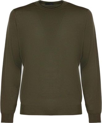 Drumohr 140s Superfine Merino Wool Jumper - Heren - Ronde hals truien - Groen - 2XL - Wol - Truien & Vesten