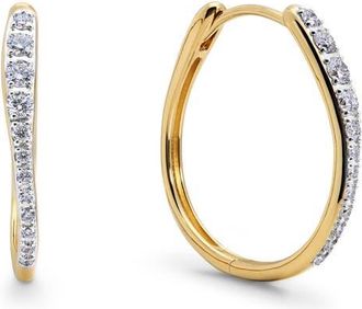Monica Vinader Riva Pavé Lab Grown Diamond Medium Hoop Earrings in 18K Gold Vermeil/Lab Diamond at Nordstrom