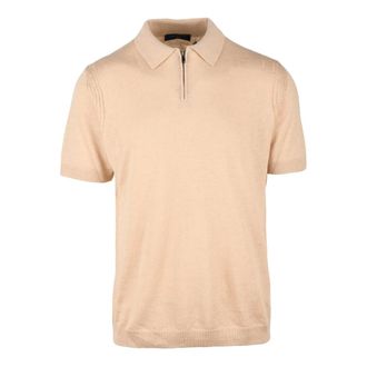 Daniele Fiesoli Tops, Heren, Beige, M, Katoen, Gebreid poloshirt