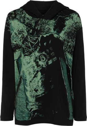 Maison Margiela numbers-motif hoodie - women - Cotton - L - Black