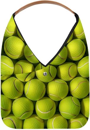 Generic Tennis Ball Patterns Reusable Lightweight Grocery Bags - Foldable Into Compact Pouch, Washable & Sturdy, Multipurpose for Shopping and Travel