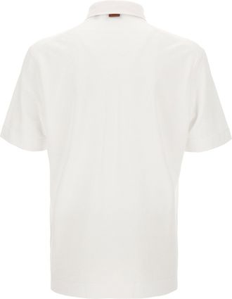 Ermenegildo Zegna Piqu&eacute; Cotton Polo Shirt - White