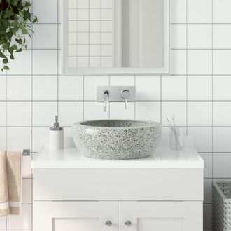 Berkfield Home Countertop Basin Grey Round OE&para;41x14 cm Ceramic | Size: 41x14 cm