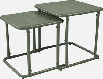 Sweeek Set Tavolini Da Esterno Quadrati In Acciaio
