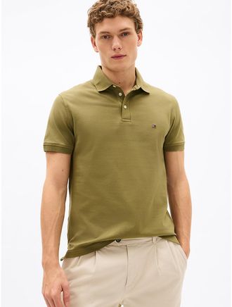 Tommy Hilfiger Mens Slim Fit Stretch Pique Polo - Green - XXL