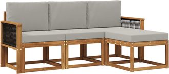 vidaXL Conjunto De Sof&aacute;s De Exterior 4 Uds. Natural Y Gris Claro Vidaxl