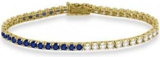 Allurez Diamond & Blue Sapphire Eternity Tennis Bracelet 14K Yellow Gold (7.90ct)