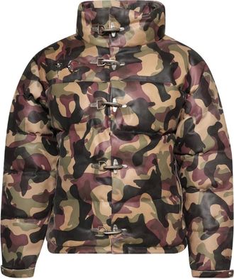 Thug Club Leren donsjack met camouflageprint - Beige