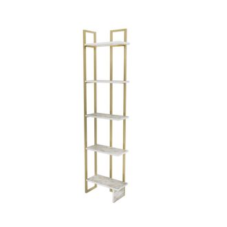 Dmora Estante para libros efecto madera oro blanco 45x22 cm
