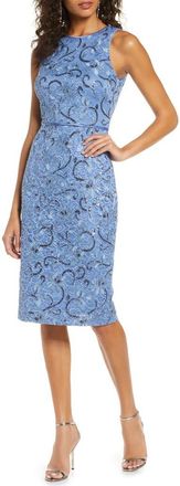 Vince Camuto Sequin Lace Sleeveless Sheath Dress in Periwinkle at Nordstrom, Size 10