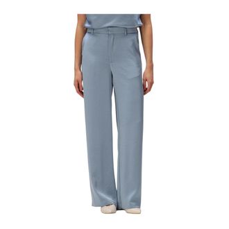 Notre-V Nv-Hella Wijde Broek - Dames - Broeken - Blauw - Maat: L Poliester